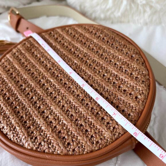 Torrid Cognac Faux Leather & Straw Round Belt Bag EUC (size 1) - Picture 4 of 7